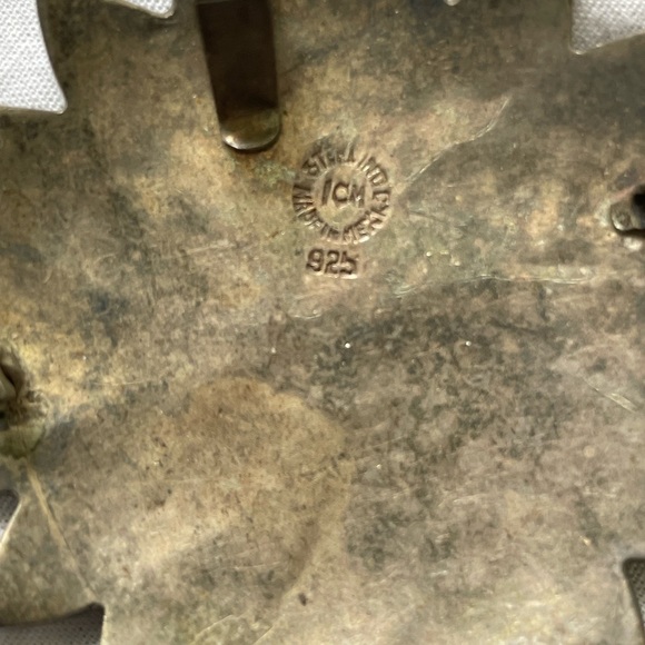 925 Silver, Onyx and Abalone Brooch/Pendant. - Picture 6 of 9